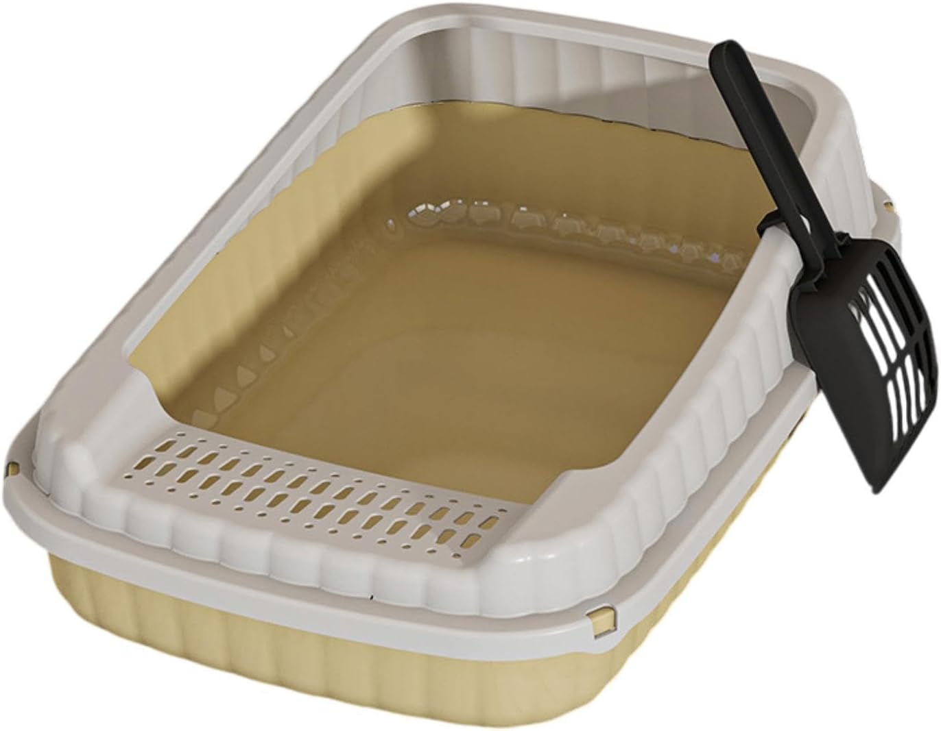 Cat Litter Box Cats Toilet,Detachable,Open Top Pet Litter Tray,Kitten Potty Toilet for Small Medium Large Cats Small Pets, Light Yellow