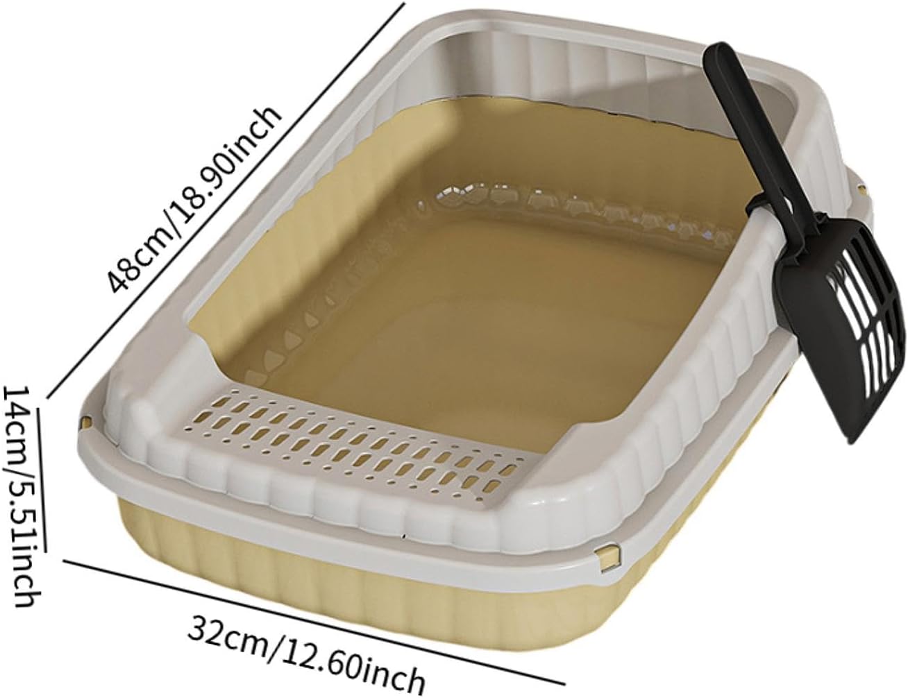 Cat Litter Box Cats Toilet,Detachable,Open Top Pet Litter Tray,Kitten Potty Toilet for Small Medium Large Cats Small Pets, Light Yellow