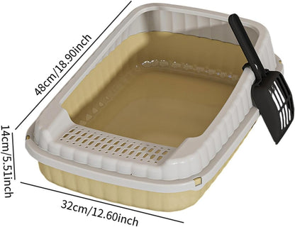 Cat Litter Box Cats Toilet,Detachable,Open Top Pet Litter Tray,Kitten Potty Toilet for Small Medium Large Cats Small Pets, Light Yellow