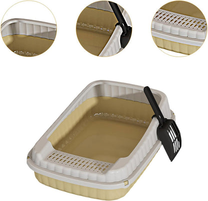 Cat Litter Box Cats Toilet,Detachable,Open Top Pet Litter Tray,Kitten Potty Toilet for Small Medium Large Cats Small Pets, Light Yellow