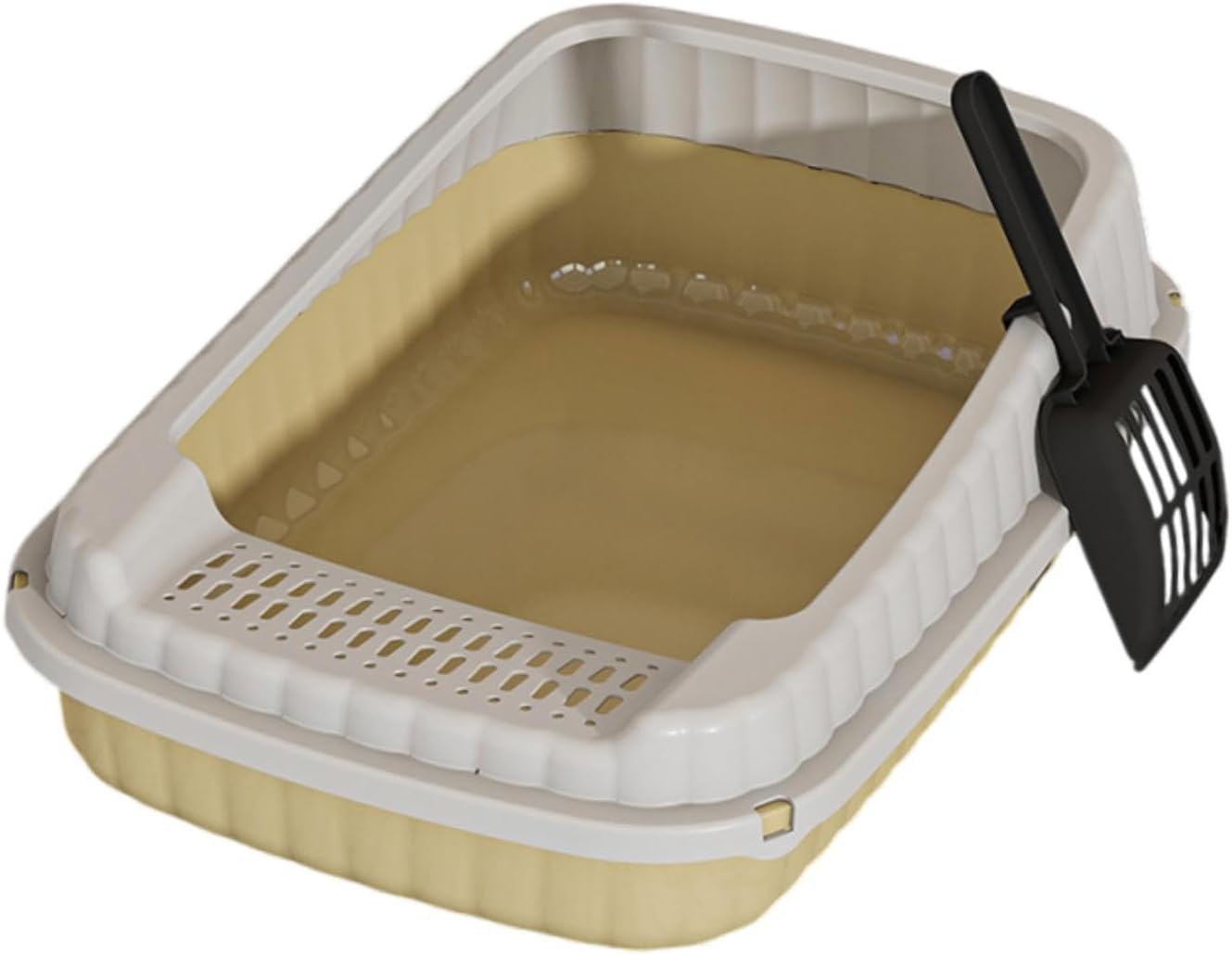 Cat Litter Box Cats Toilet,Detachable,Open Top Pet Litter Tray,Kitten Potty Toilet for Small Medium Large Cats Small Pets, Light Yellow