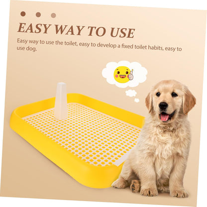 Dog Indoor Potty with Mesh Design Ergonomic Dog Toilet for Puppy Training Easy to pet Litter Box Yellow Plastic Potty Tray