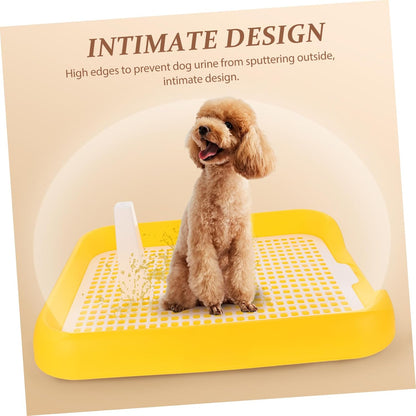 Dog Indoor Potty with Mesh Design Ergonomic Dog Toilet for Puppy Training Easy to pet Litter Box Yellow Plastic Potty Tray