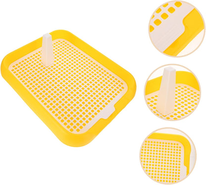 Dog Indoor Potty with Mesh Design Ergonomic Dog Toilet for Puppy Training Easy to pet Litter Box Yellow Plastic Potty Tray
