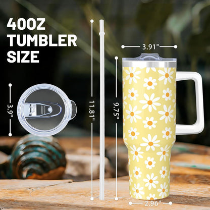 40oz Lemon Tumbler with Handle Cup, Lemon Gifts for Women | Cute Yellow Lemon Stainless Steel Leak-proof Cup Water Bottle Tumbler, Lemon Gifts for Women Birthday Christmas Mothers Day