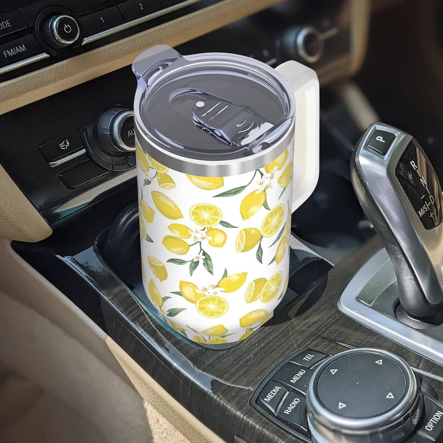 40oz Lemon Tumbler with Handle Cup, Lemon Gifts for Women | Cute Yellow Lemon Stainless Steel Leak-proof Cup Water Bottle Tumbler, Lemon Gifts for Women Birthday Christmas Mothers Day