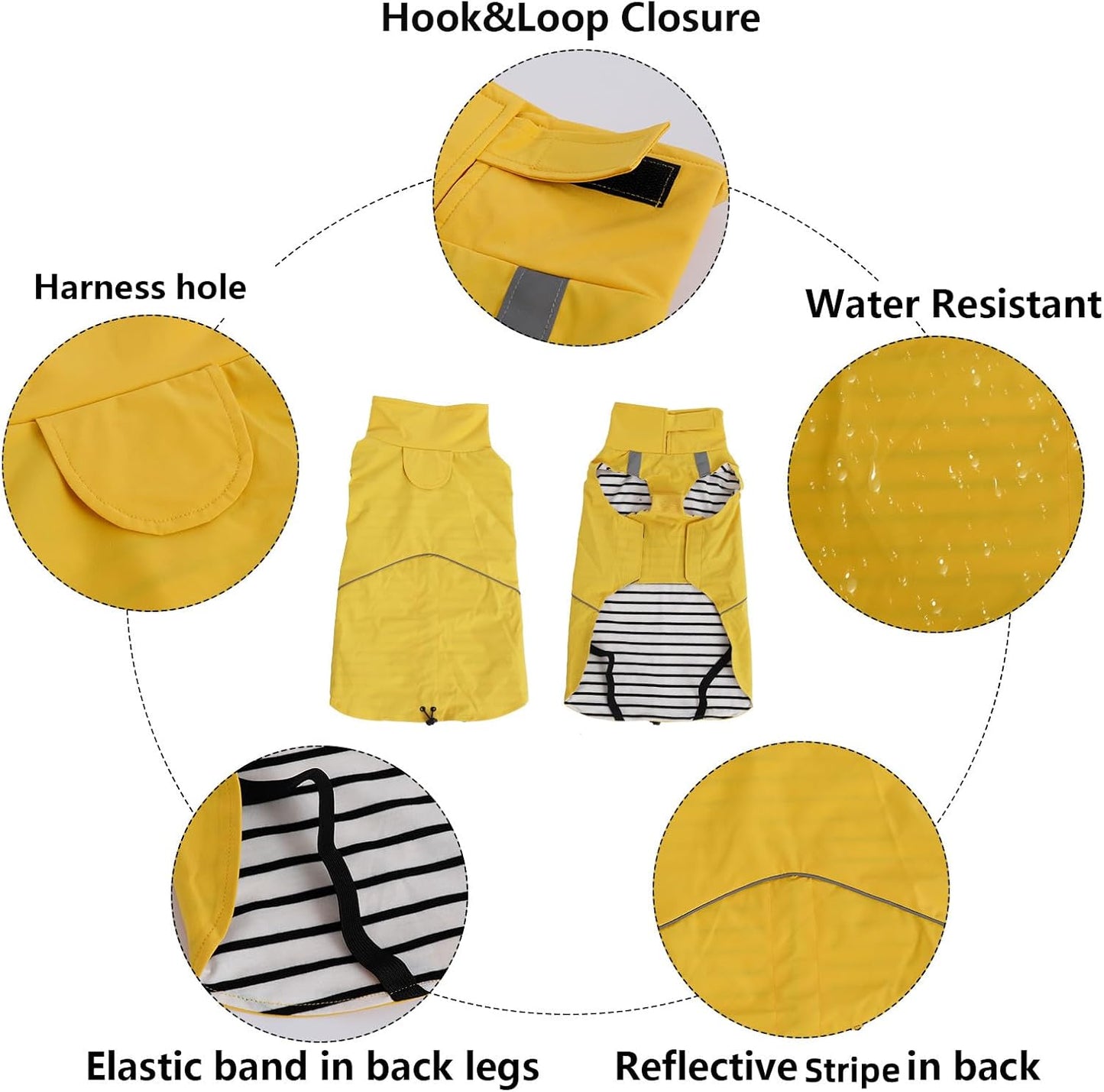 Dachshund Raincoat Weiner Dog Clothes Suitable for Dachshunds Corgi, Weiner, Dog Waterproof Coat with Reflective Stripe underbelly Protection - Yellow - XL