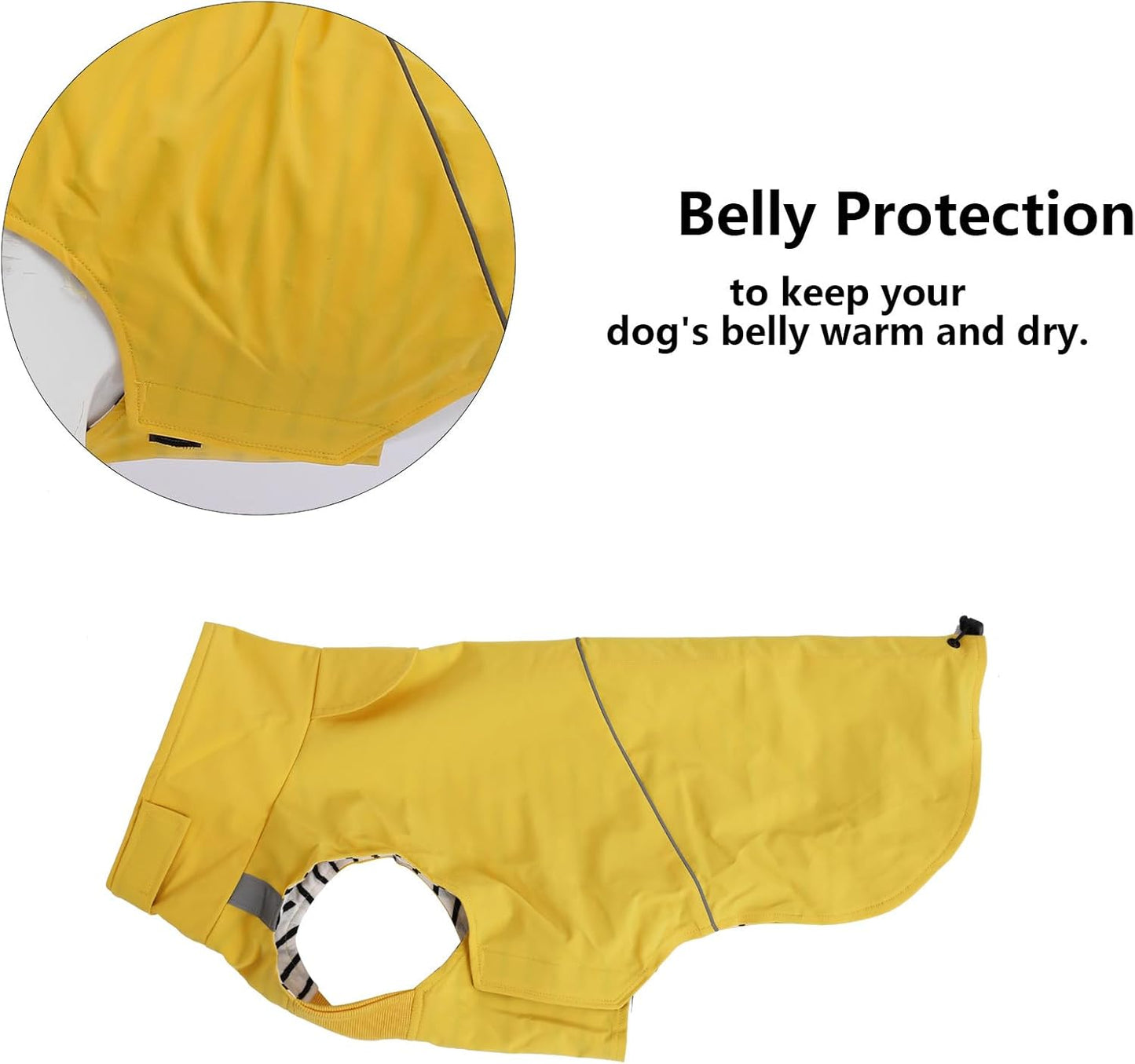 Dachshund Raincoat Weiner Dog Clothes Suitable for Dachshunds Corgi, Weiner, Dog Waterproof Coat with Reflective Stripe underbelly Protection - Yellow - XL