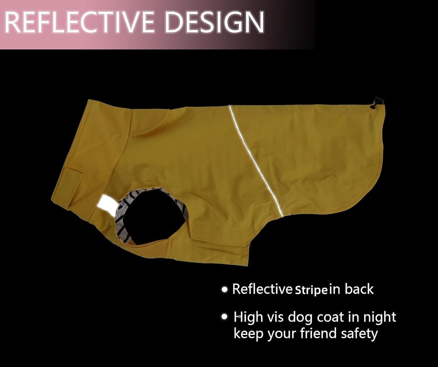 Dachshund Raincoat Weiner Dog Clothes Suitable for Dachshunds Corgi, Weiner, Dog Waterproof Coat with Reflective Stripe underbelly Protection - Yellow - XL