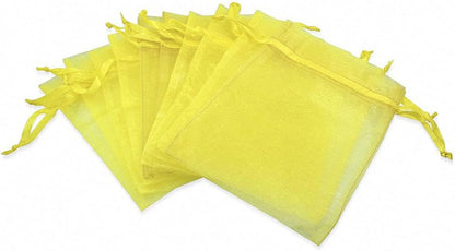 5x7 Inch Sheer Organza Gift Bags with Drawstring,Set of 50 Yellow | Sachet for Jewelry,Candy,Fabric Mesh Storage Containers Pouches for Baby Shower,Birthday,Party Favors,Wedding,Bridal Shower
