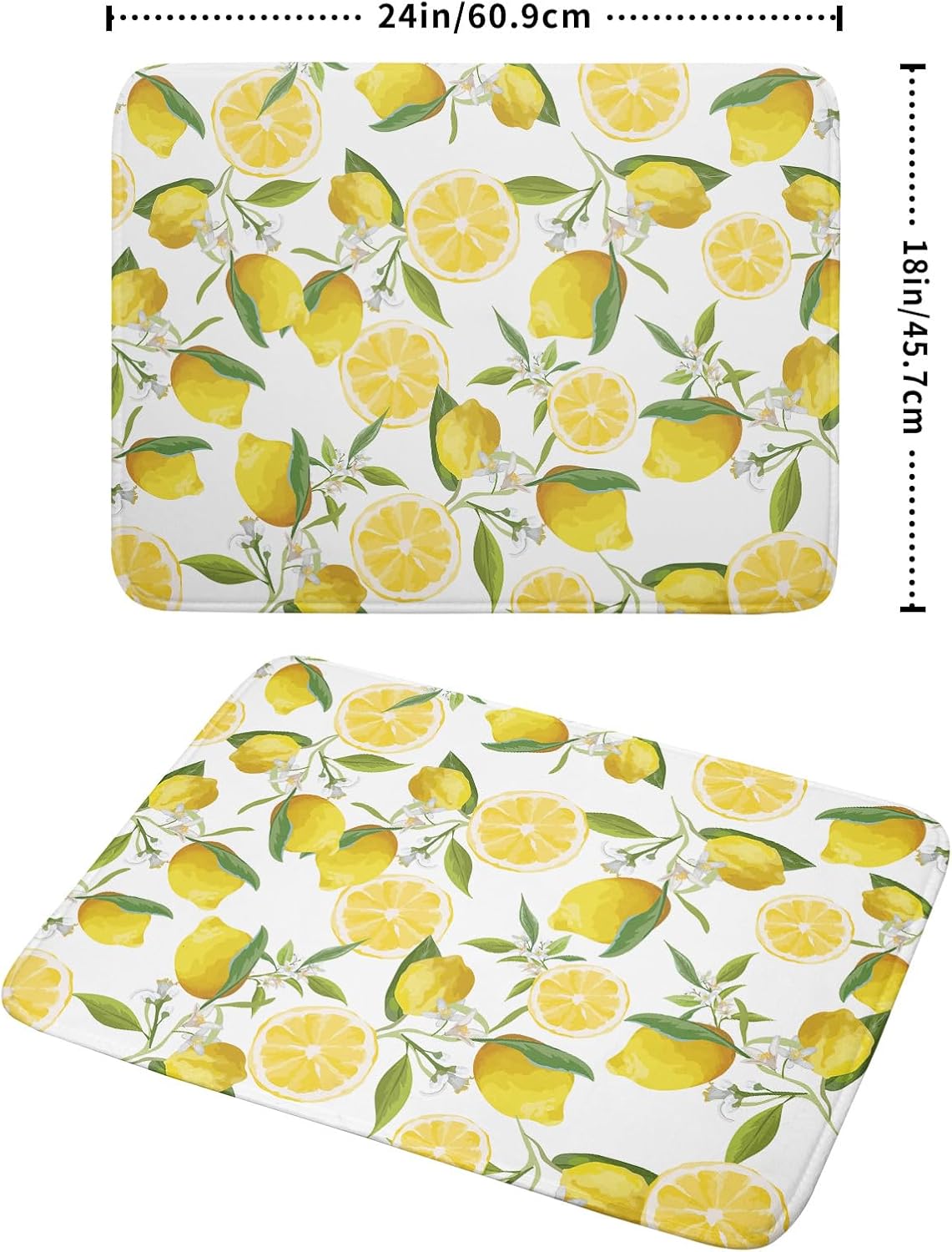 Lemon Dish Drying Mat for Kitchen Counter Spring Summer Microfiber Absorbent Dish Draining Reusable Washable Foldable Extra Large 18"x24"
