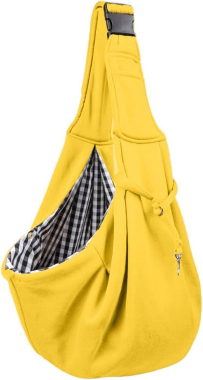 Pet Carrier Sling – Yellow/Black Cloth, Reversible Bag, Hand Free Dog | Perfectly Great For Outdoor Travel Walk, Small Carry, Subway