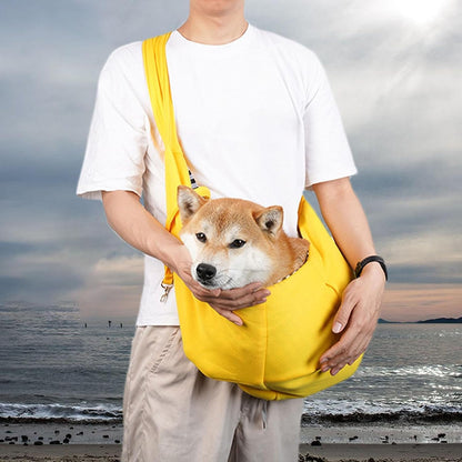 Pet Carrier Sling – Yellow/Black Cloth, Reversible Bag, Hand Free Dog | Perfectly Great For Outdoor Travel Walk, Small Carry, Subway