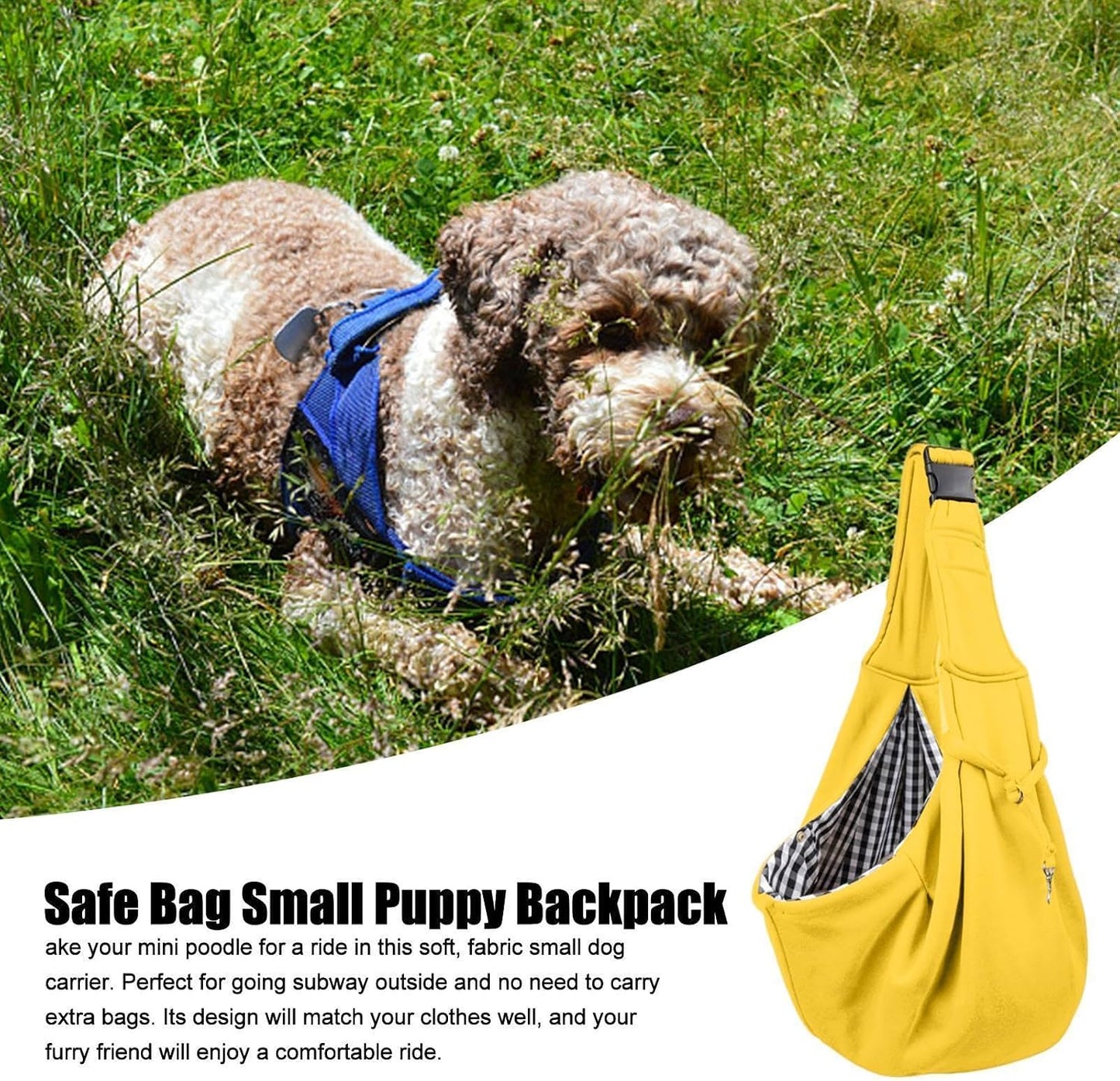 Pet Carrier Sling – Yellow/Black Cloth, Reversible Bag, Hand Free Dog | Perfectly Great For Outdoor Travel Walk, Small Carry, Subway