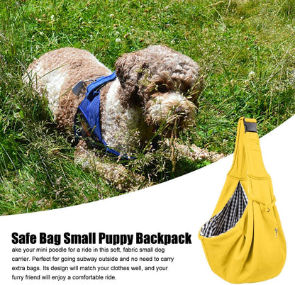 Pet Carrier Sling – Yellow/Black Cloth, Reversible Bag, Hand Free Dog | Perfectly Great For Outdoor Travel Walk, Small Carry, Subway
