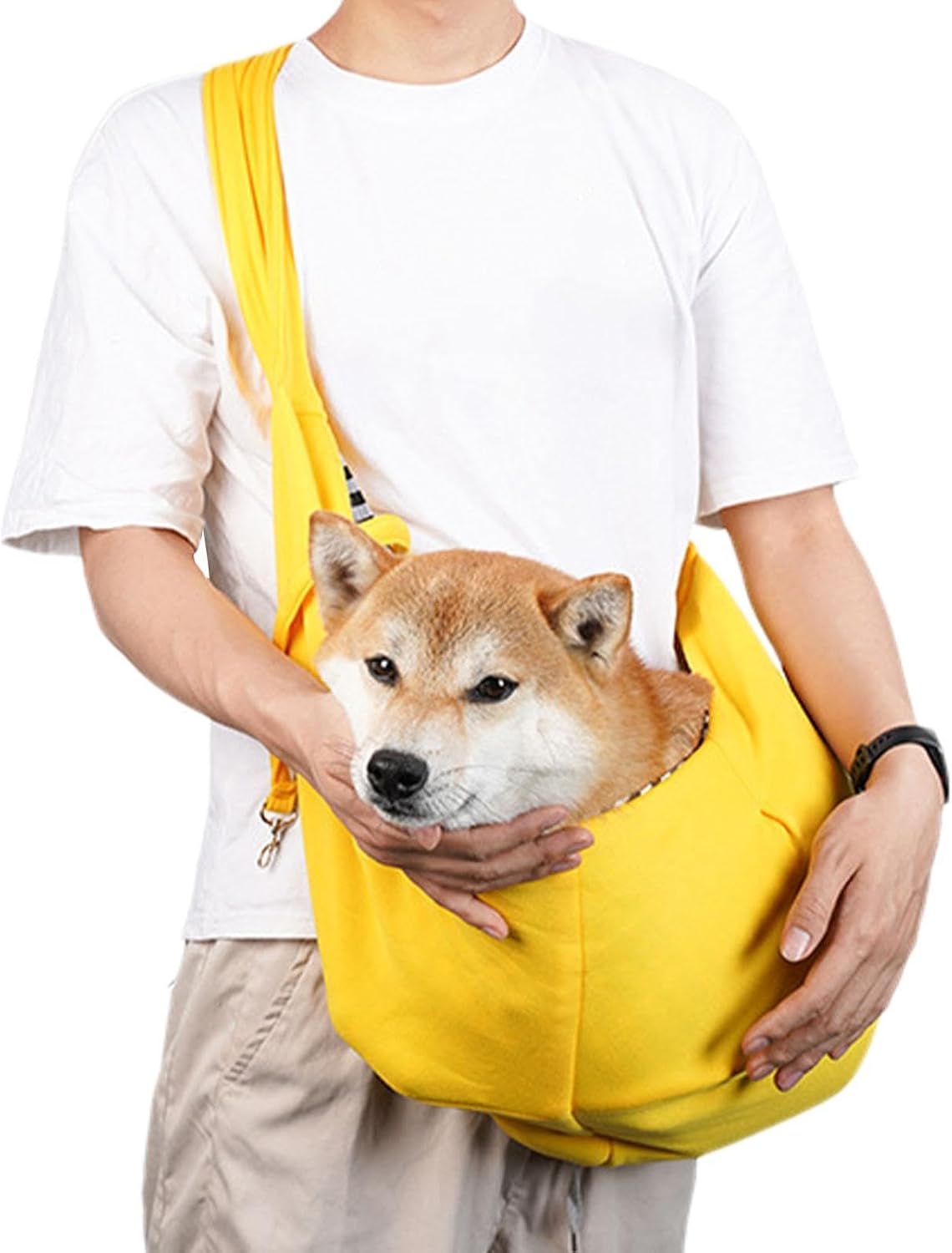 Pet Carrier Sling – Yellow/Black Cloth, Reversible Bag, Hand Free Dog | Perfectly Great For Outdoor Travel Walk, Small Carry, Subway