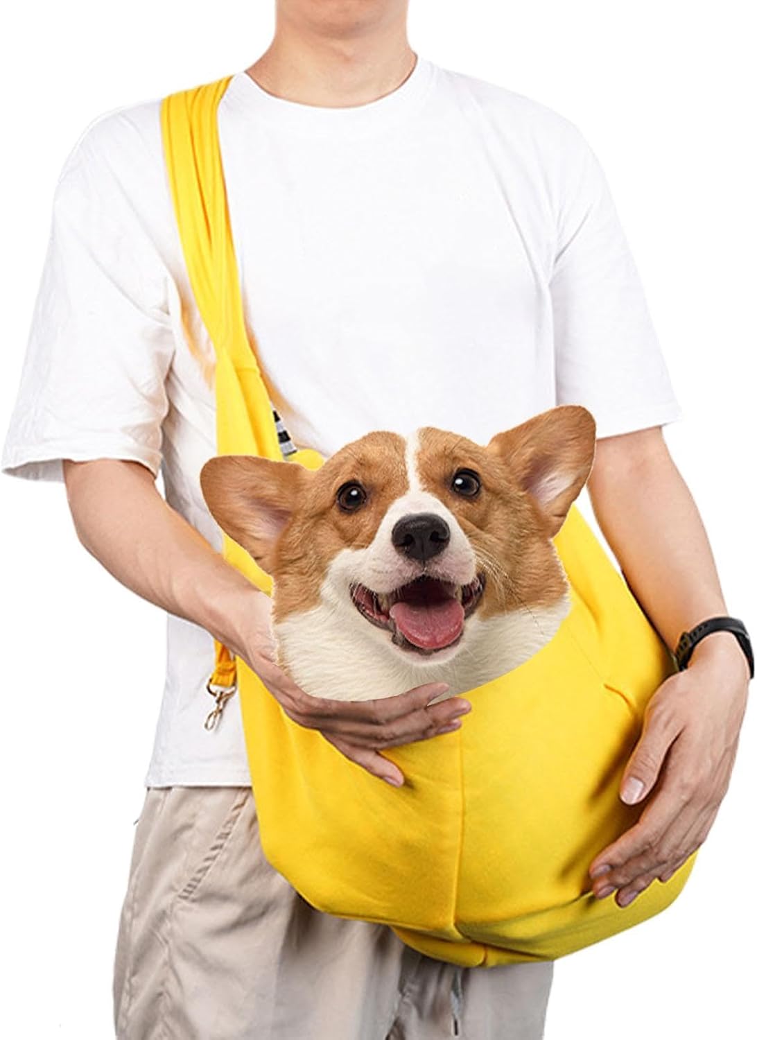 Pet Carrier Sling – Yellow/Black Cloth, Reversible Bag, Hand Free Dog | Perfectly Great For Outdoor Travel Walk, Small Carry, Subway