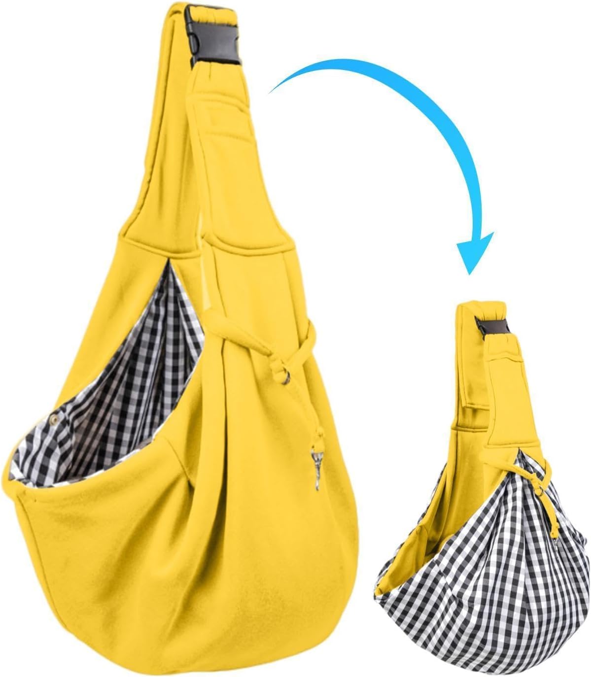 Pet Carrier Sling – Yellow/Black Cloth, Reversible Bag, Hand Free Dog | Perfectly Great For Outdoor Travel Walk, Small Carry, Subway