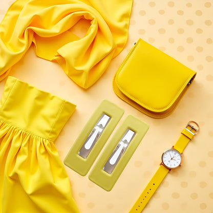 2Pcs Yellow Fashion Styling Hair Clips for Women and GirlsWoman Matte Candy Color Square Buckle Bangs Hairpin Hair Clip Barrette Hair Clips