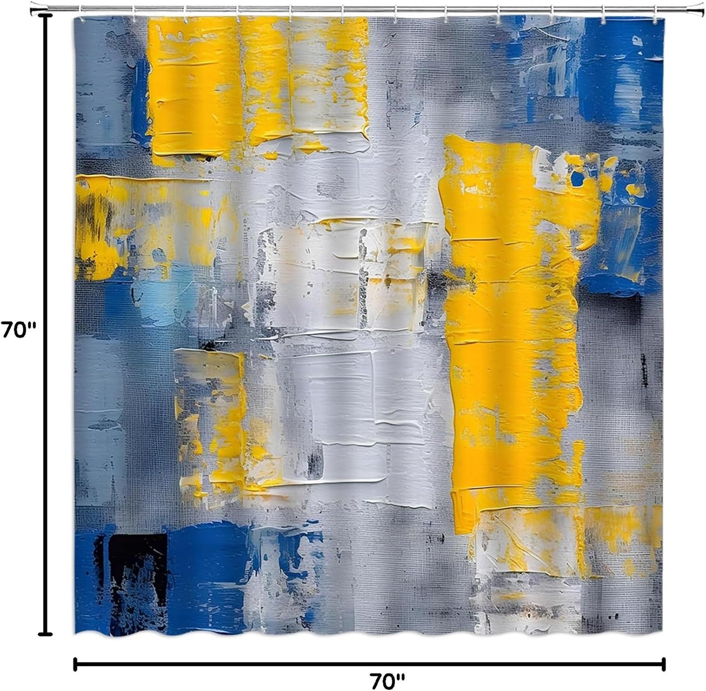 Blue Yellow Gray Shower Curtain Burnt Abstract Painting Modern Art Fabric Bathroom Curtain Sets with Hooks