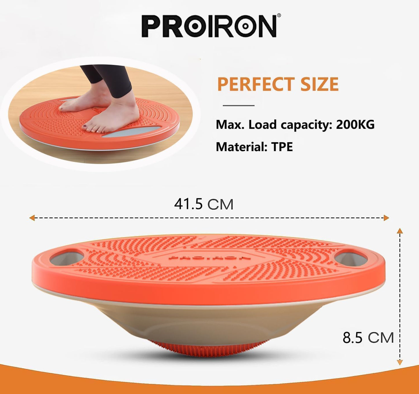 Upgraded Wobble Balance Board, 16.34”TPE Non-Slip Stability Board, Portable Exercise Balance Trainer with Handle for Home Gym, Standing Desk, Core Training & Physical Therapy for Adults Kids