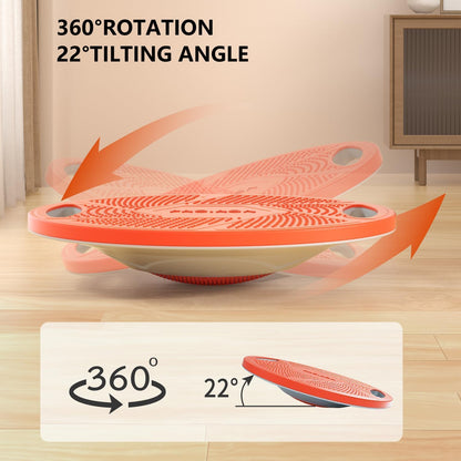 Upgraded Wobble Balance Board, 16.34”TPE Non-Slip Stability Board, Portable Exercise Balance Trainer with Handle for Home Gym, Standing Desk, Core Training & Physical Therapy for Adults Kids