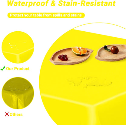 4 PCS Rectangle Tablecloth, 54 x 108 Inches Congratulations Decorations of Picnic Table Cover, Robust Yellow Table Cloth for Restaurant Party, Plastic Table Cloth of Leakproof and Waterproof