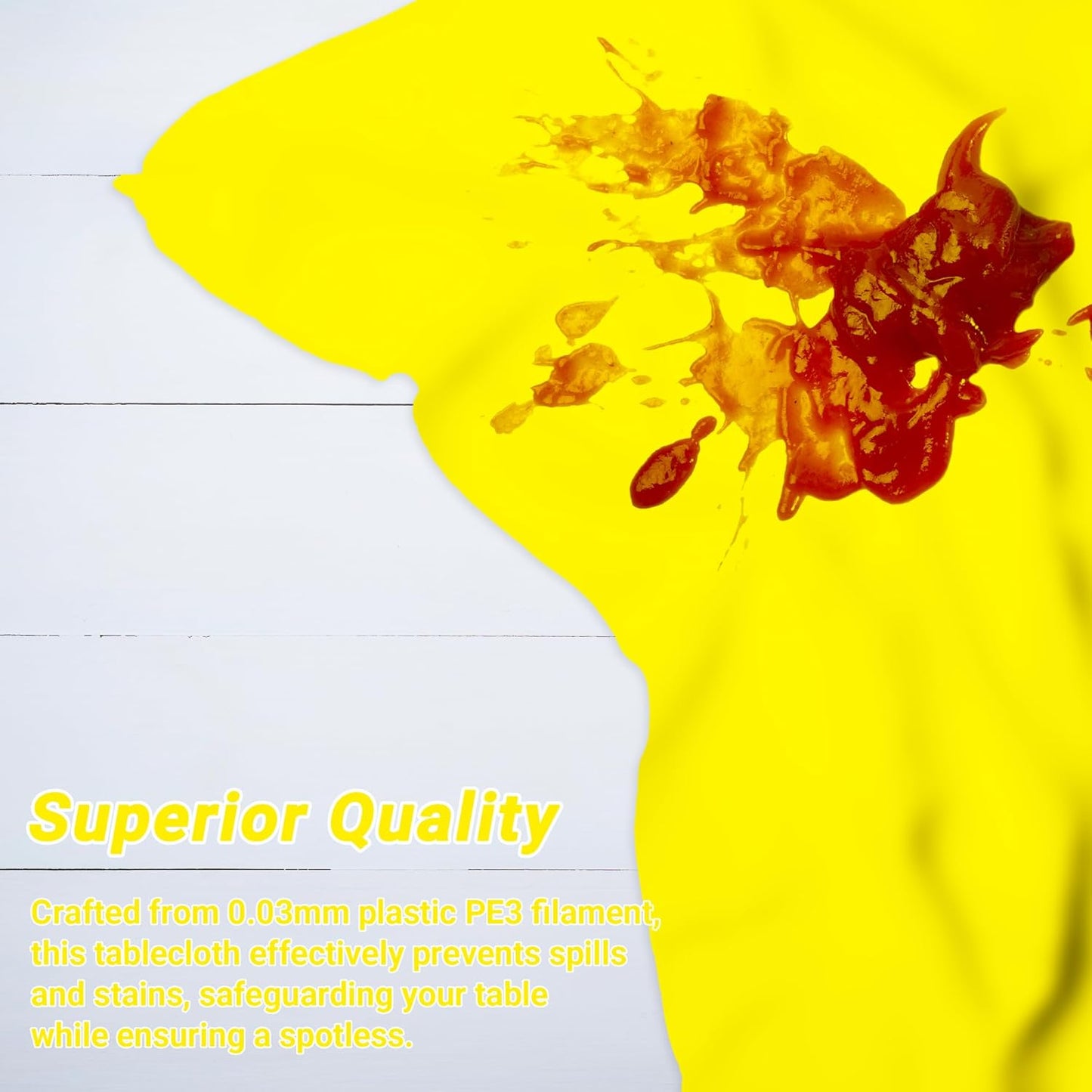 4 PCS Rectangle Tablecloth, 54 x 108 Inches Congratulations Decorations of Picnic Table Cover, Robust Yellow Table Cloth for Restaurant Party, Plastic Table Cloth of Leakproof and Waterproof