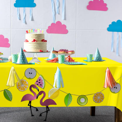 4 PCS Rectangle Tablecloth, 54 x 108 Inches Congratulations Decorations of Picnic Table Cover, Robust Yellow Table Cloth for Restaurant Party, Plastic Table Cloth of Leakproof and Waterproof