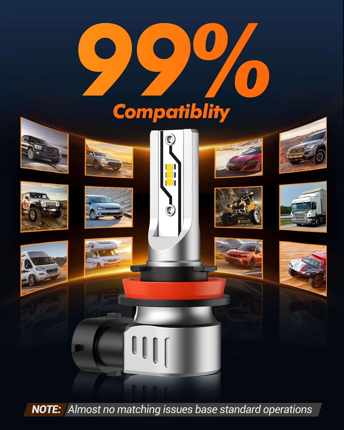 H11 LED Fog Light Bulbs Yellow, 600% Brightness 12000LM H8 H9 H16 Fog lamp Lights or Daytime Running Lamp, 3000K Golden Yellow, Pack of 2