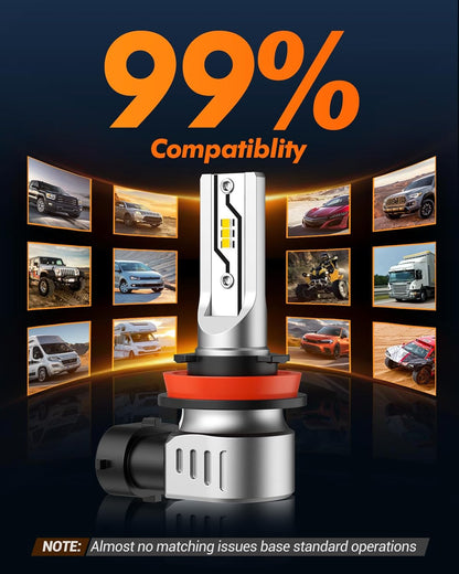 H11 LED Fog Light Bulbs Yellow, 600% Brightness 12000LM H8 H9 H16 Fog lamp Lights or Daytime Running Lamp, 3000K Golden Yellow, Pack of 2