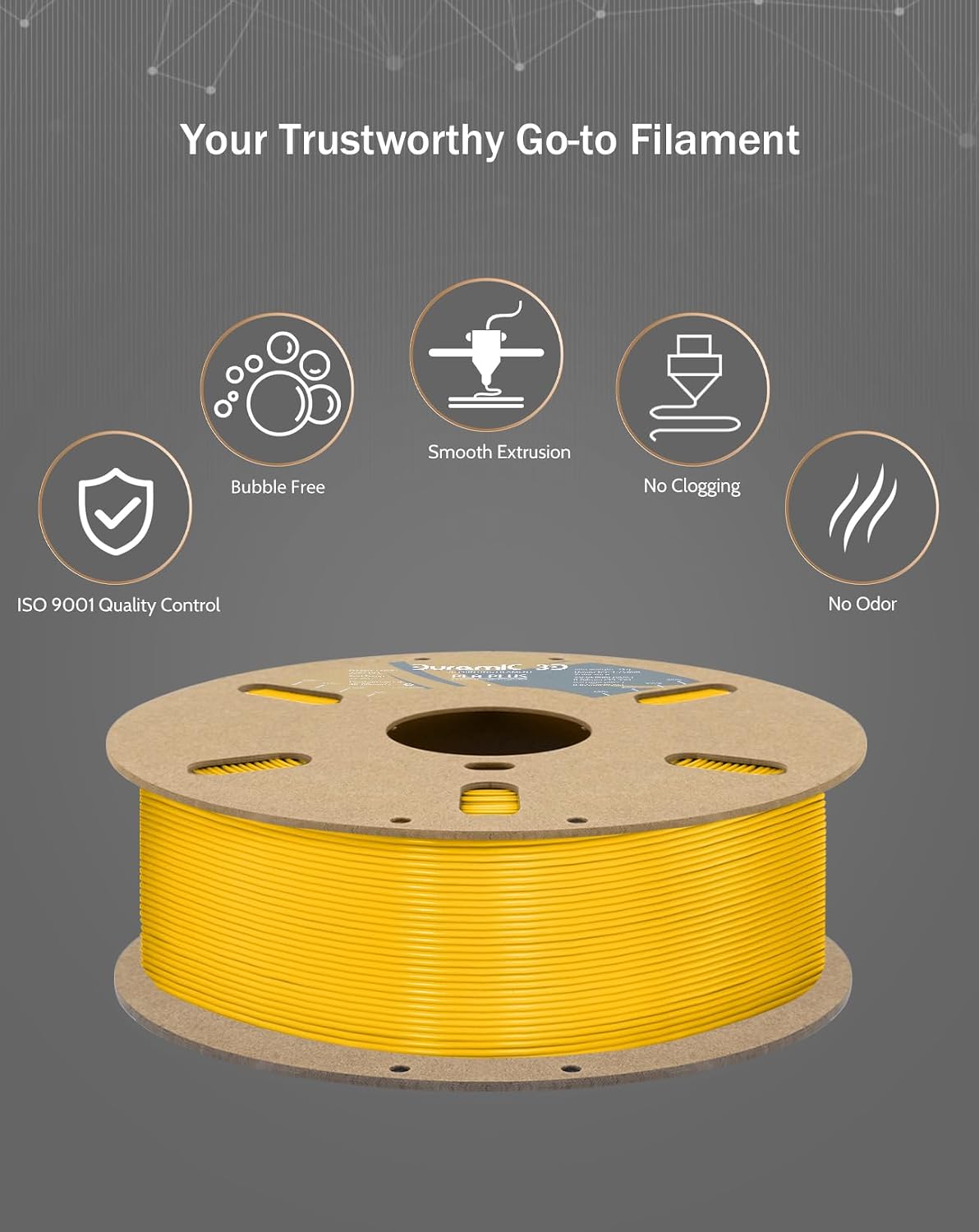 PLA+ Printer Filament 1.75mm PLA Plus Neatly Yellow | PLA Pro Tougher and Stronger, Dimensional Accuracy Probability +/- 0.02mm