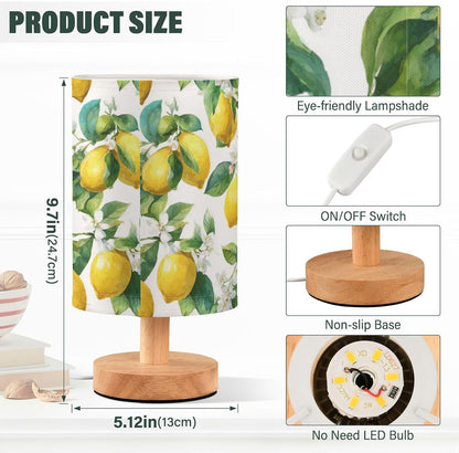 Bedside Table Lamp Lemon Yellow Citrus Fruits (13) Kids Nightstand Lamp Night Light Fabric Shade for Bedroom Living Room Home Office