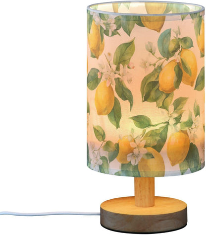 Bedside Table Lamp Lemon Yellow Citrus Fruits (13) Kids Nightstand Lamp Night Light Fabric Shade for Bedroom Living Room Home Office