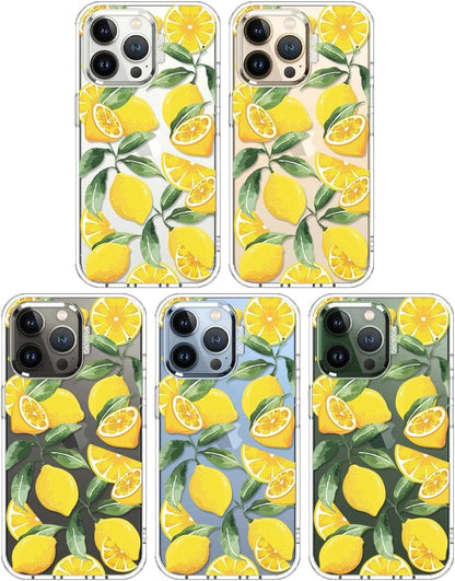 Case for iPhone 13 Pro, [Buffertech 6.6ft Military-Grade Drop Protection] [Anti Peel Off Tech] Clear TPU Bumper Phone Case Cover Design - Lemon