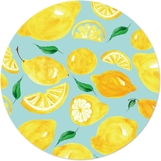 Mouse Pad, Non-Slip Rubber Base Mousepad with Stitched Edge, Gaming Round Mouse Pads, Waterproof Office Mouse Pad, Small Size 7.87 x 7.87 Inch (Lemons)