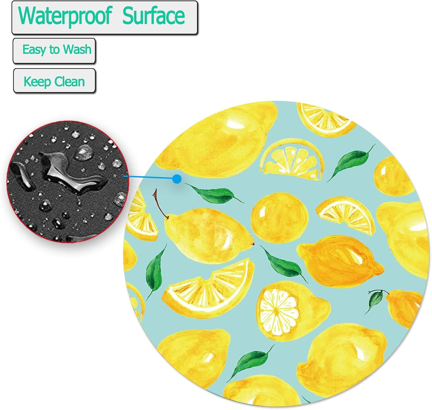 Mouse Pad, Non-Slip Rubber Base Mousepad with Stitched Edge, Gaming Round Mouse Pads, Waterproof Office Mouse Pad, Small Size 7.87 x 7.87 Inch (Lemons)