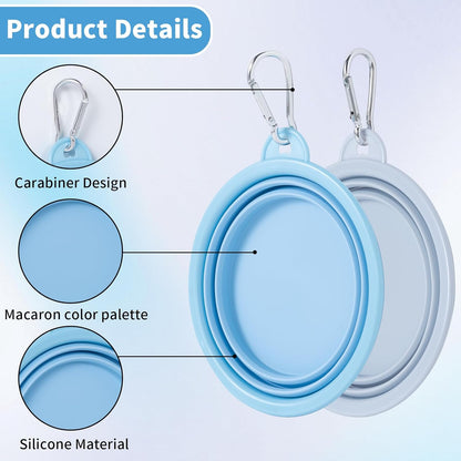 Collapsible Dog Bowl Silicone, 2Pack Macaron Color Pet Travel Bowls | Foldable Water Feeder Dish for Small to Large Dogs Cat Walking Hiking Camping (Macaron Light Green and Light Yellow, Small)
