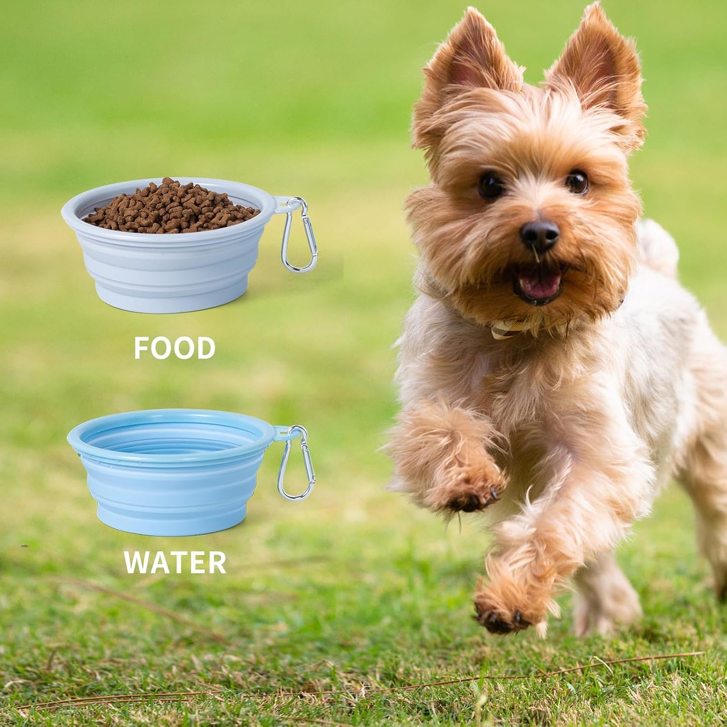 Collapsible Dog Bowl Silicone, 2Pack Macaron Color Pet Travel Bowls | Foldable Water Feeder Dish for Small to Large Dogs Cat Walking Hiking Camping (Macaron Light Green and Light Yellow, Small)
