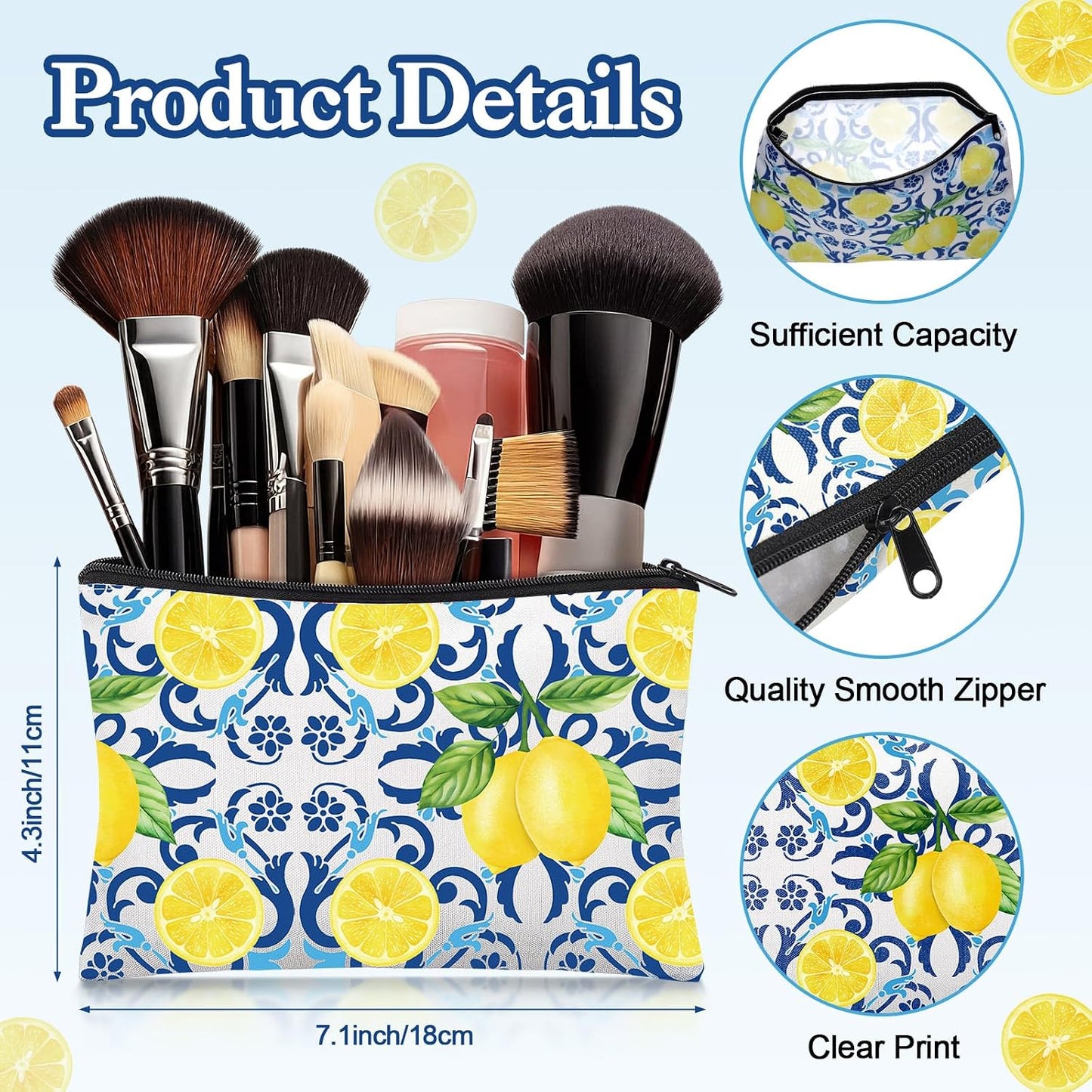 24 Pcs Lemon Party Favors,Capri Lemon Theme Gift PVC Transparent Bag 16 oz Glass Cups with Lids and Straws Cosmetic Bag Pen for Summer Bridal Baby Shower Wedding Engagement Favors Supplies