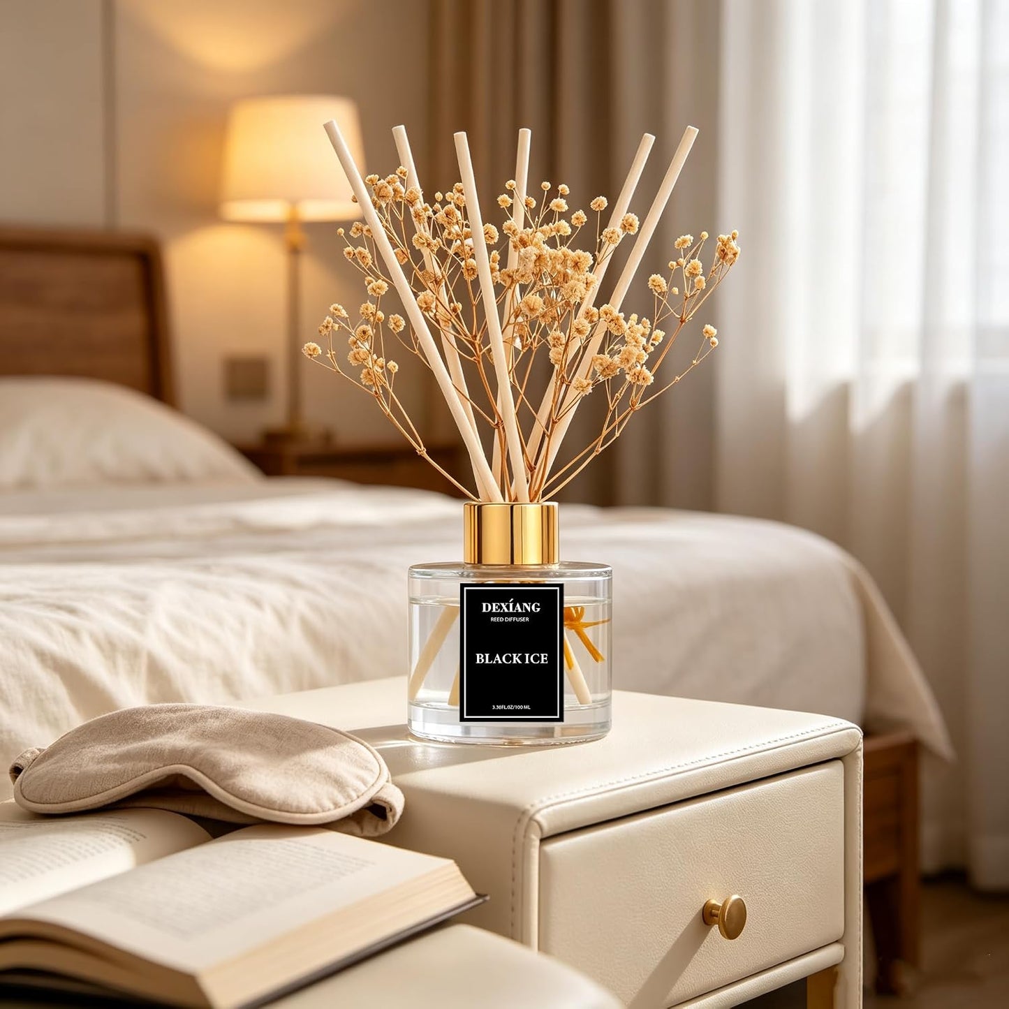 Reed Diffuser Set,3.38 fl oz (100 ml) - Lemon Verbena Oil Diffusers with 6 Reed Sticks for Bathroom Shelf Decor