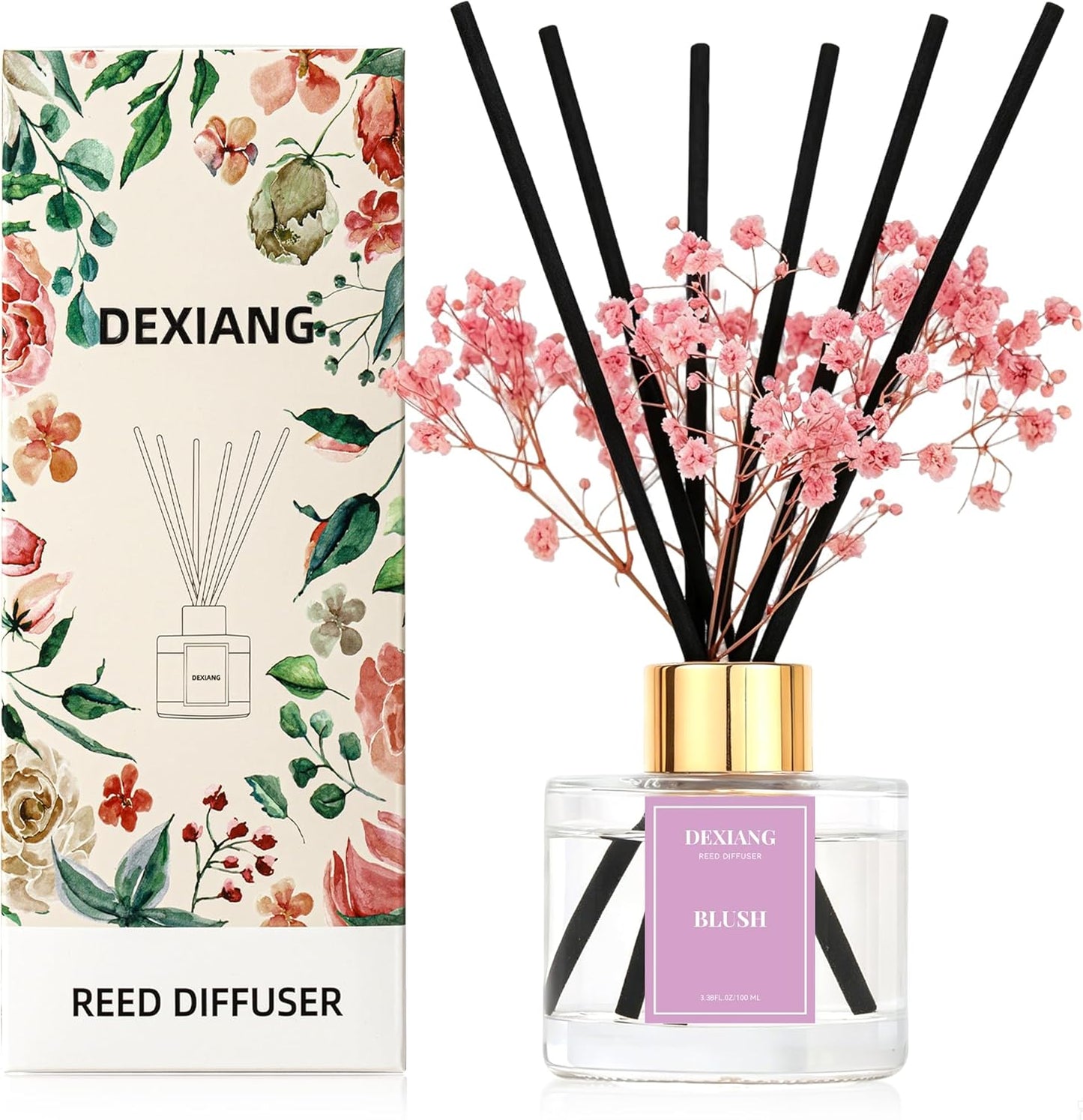 Reed Diffuser Set,3.38 fl oz (100 ml) - Lemon Verbena Oil Diffusers with 6 Reed Sticks for Bathroom Shelf Decor