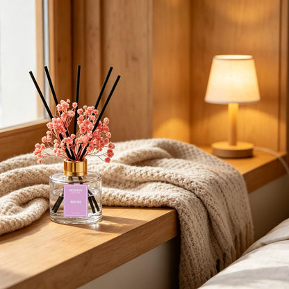 Reed Diffuser Set,3.38 fl oz (100 ml) - Lemon Verbena Oil Diffusers with 6 Reed Sticks for Bathroom Shelf Decor