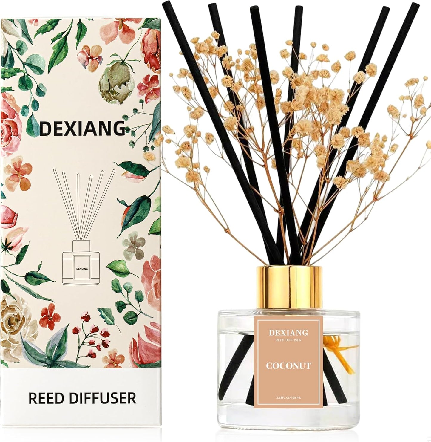 Reed Diffuser Set,3.38 fl oz (100 ml) - Lemon Verbena Oil Diffusers with 6 Reed Sticks for Bathroom Shelf Decor