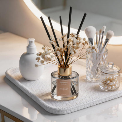 Reed Diffuser Set,3.38 fl oz (100 ml) - Lemon Verbena Oil Diffusers with 6 Reed Sticks for Bathroom Shelf Decor