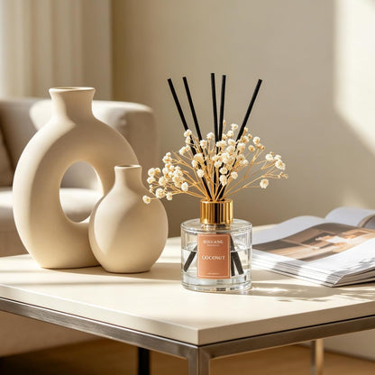 Reed Diffuser Set,3.38 fl oz (100 ml) - Lemon Verbena Oil Diffusers with 6 Reed Sticks for Bathroom Shelf Decor
