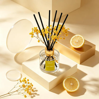 Reed Diffuser Set,3.38 fl oz (100 ml) - Lemon Verbena Oil Diffusers with 6 Reed Sticks for Bathroom Shelf Decor