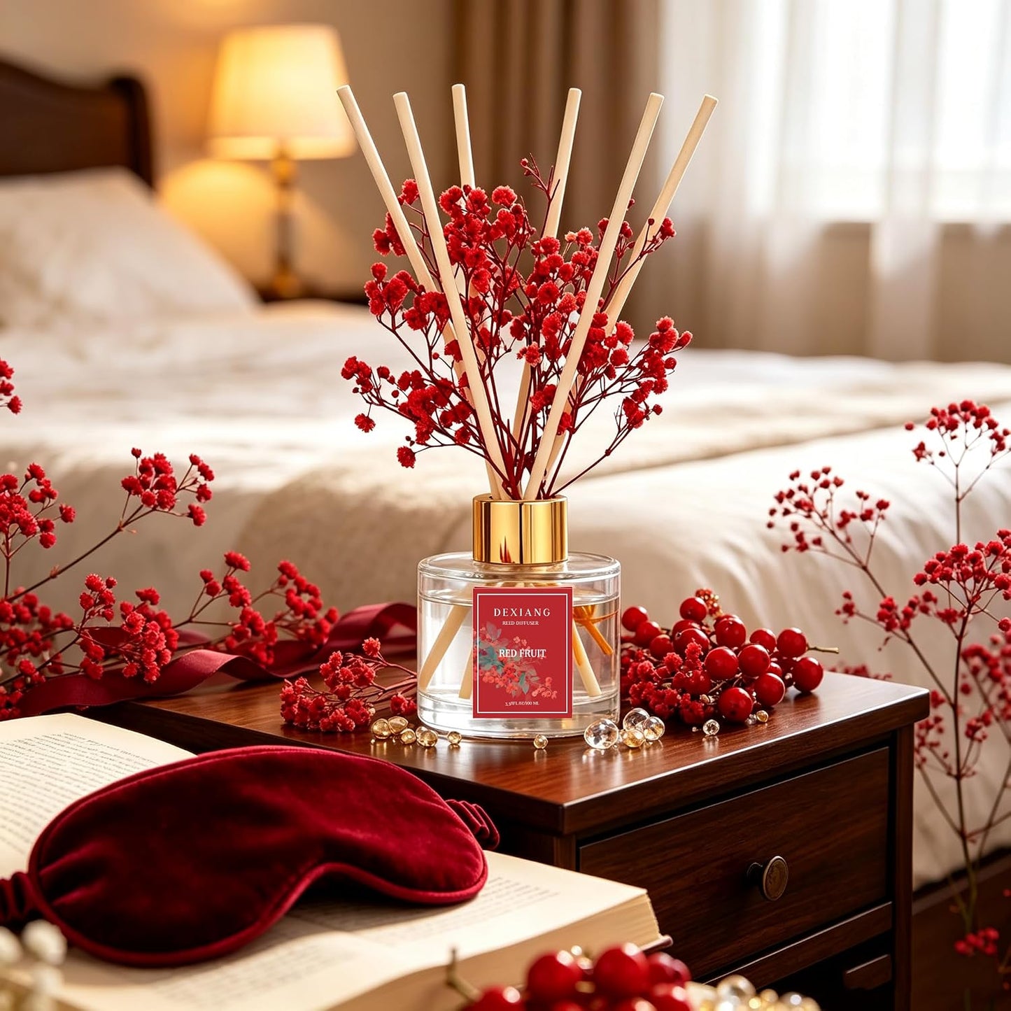 Reed Diffuser Set,3.38 fl oz (100 ml) - Lemon Verbena Oil Diffusers with 6 Reed Sticks for Bathroom Shelf Decor