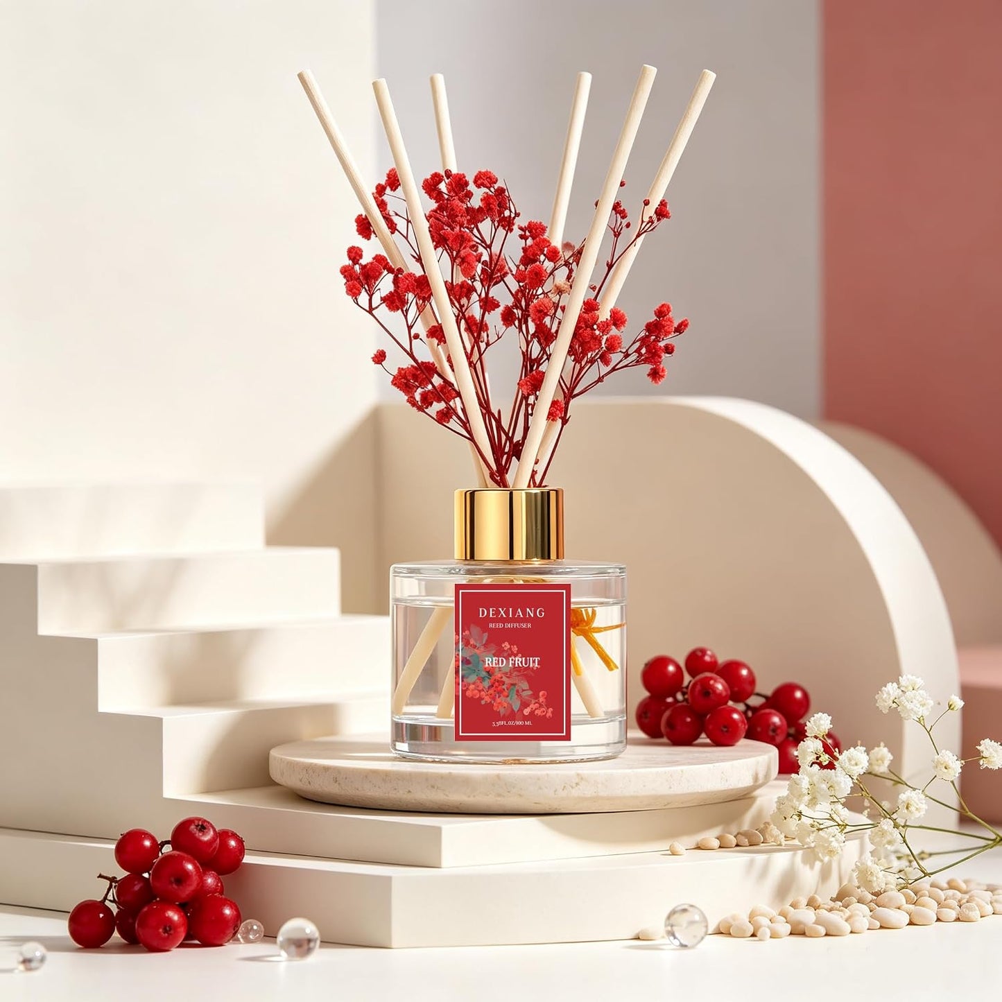 Reed Diffuser Set,3.38 fl oz (100 ml) - Lemon Verbena Oil Diffusers with 6 Reed Sticks for Bathroom Shelf Decor