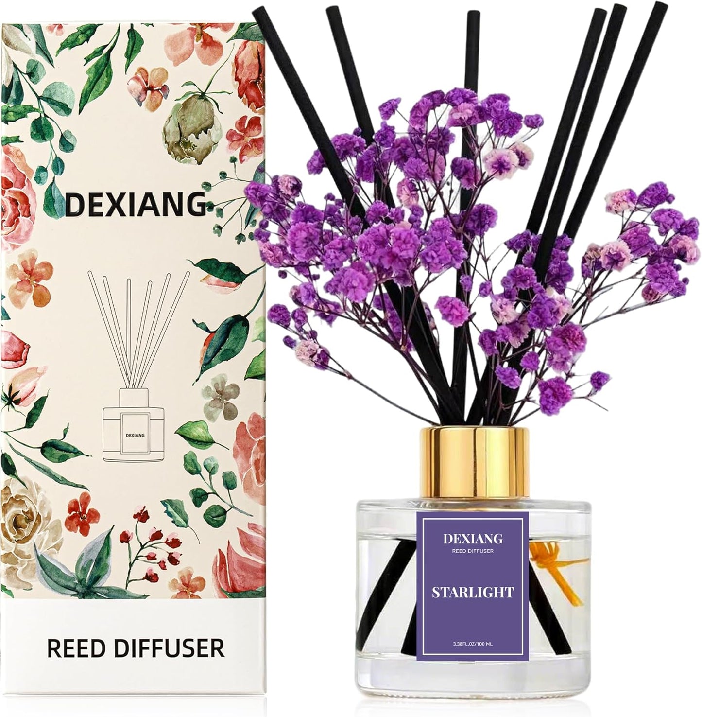 Reed Diffuser Set,3.38 fl oz (100 ml) - Lemon Verbena Oil Diffusers with 6 Reed Sticks for Bathroom Shelf Decor